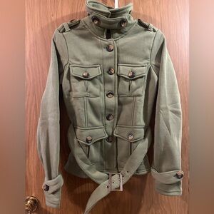 Olive Military Style Jacket with Belt